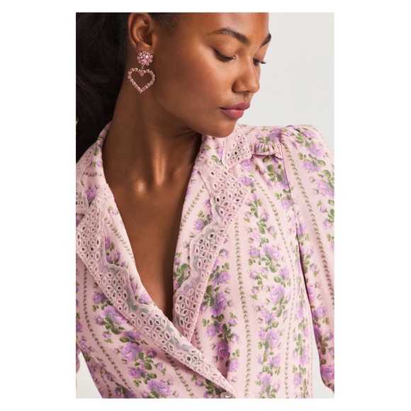 New! LOVESHACKFANCY Moonstone Mini Blazer Dress in Blushing Pink - Picture 5 of 16